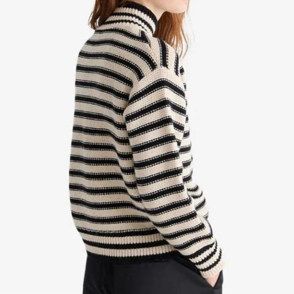 J.Crew Stripped Knit Mock Neck Pullover Sweater Jewel Luxury Caramel Natural XS - Picture 3 of 12